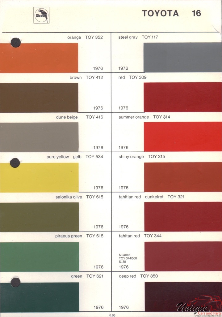 1976 Toyota Paint Charts Glasurit 4